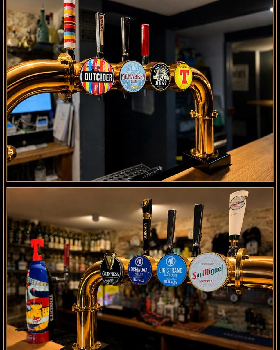 Two photographs of draught beer taps at Ardview Inn