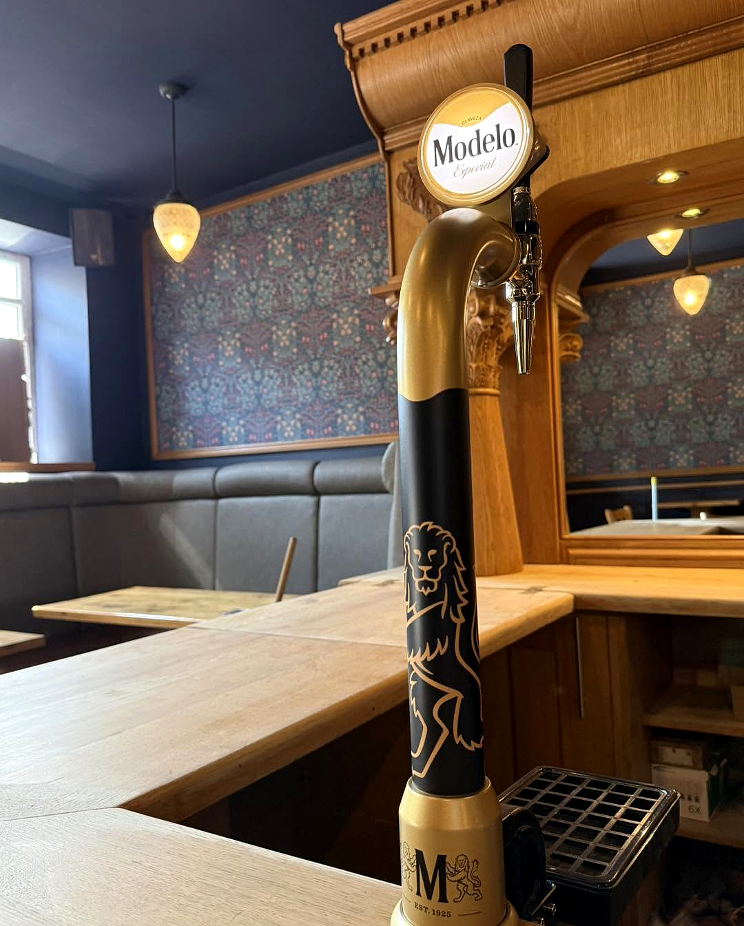 Modelo beer tap on the timber bar at Milne’s in Dunoon